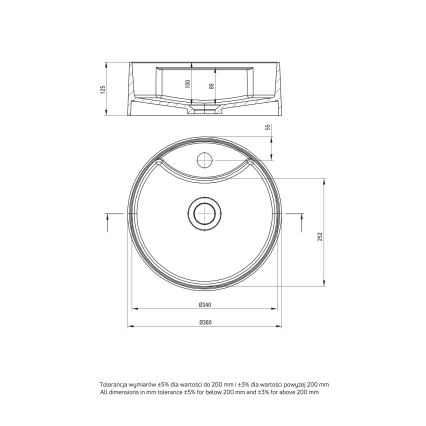 Deante CQS_5U4B - Lavabo da appoggio con foro per rubinetto SILIA diam. 36 cm granito/beige
