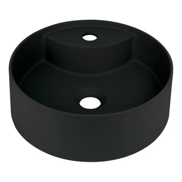 Deante CQS_NU4B - Lavabo da appoggio SILIA con foro preforato per rubinetteria, Ø 36 cm, granito/nero
