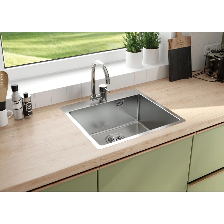 Deante ZPO_010B - Lavello della cucina OLFATO 50,5x55 cm pettinato acciaio
