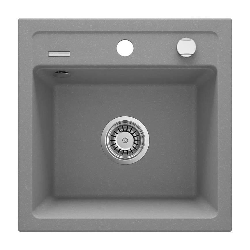 Deante ZQZ_S103 - Lavello da cucina ZORBA 44 x 44 cm, granito/grigio metallizzato