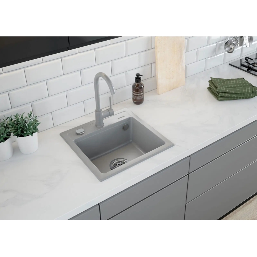 Deante ZQZ_S103 - Lavello da cucina ZORBA 44x44 cm granito/grigio metallico