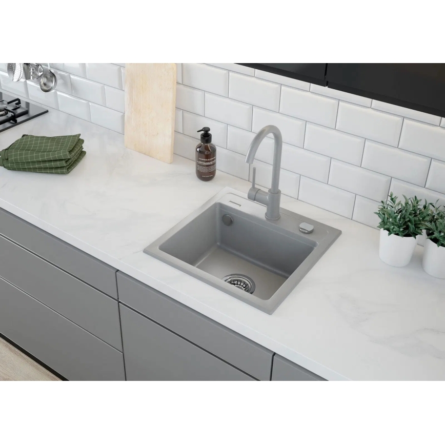 Deante ZQZ_S103 - Lavello da cucina ZORBA 44x44 cm granito/grigio metallico