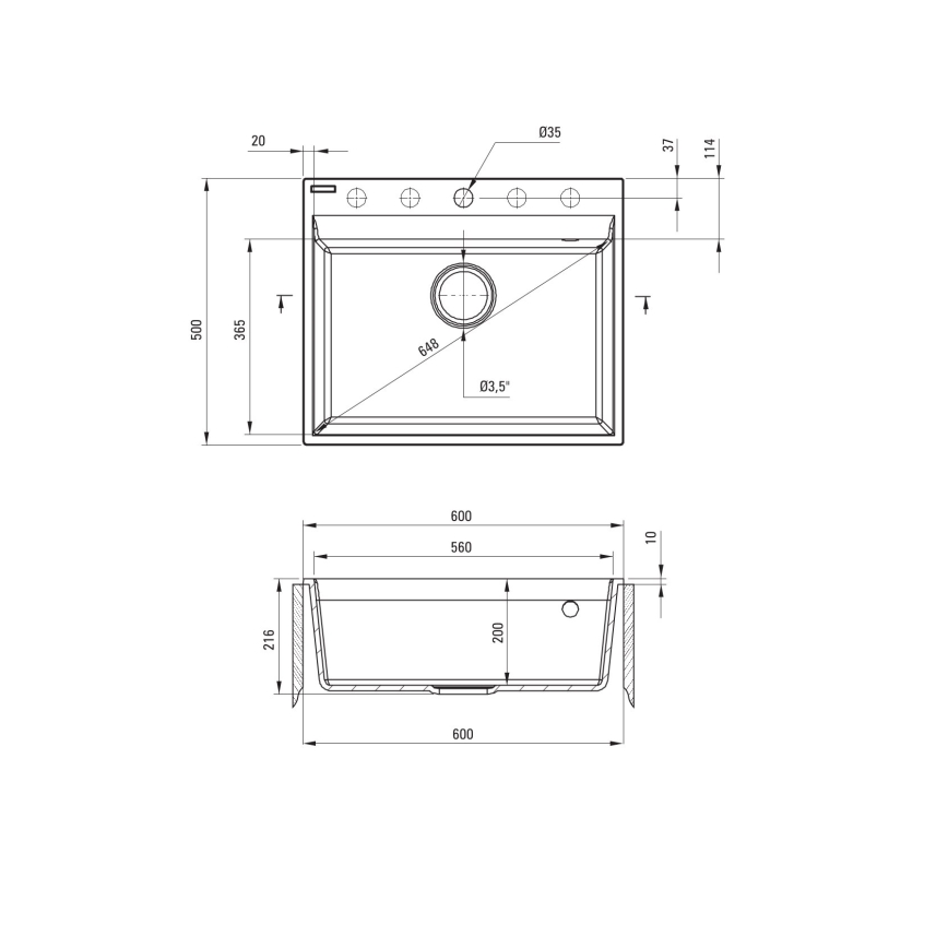 Deante ZRC_210A - Lavello da cucina CORIO 50x60 cm granito/grafite