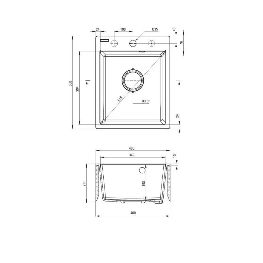 Deante ZRC_S103 - Lavello della cucina CORIO 50x40 cm granito/grigio metallico