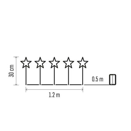 Decorazione da esterno natalizia a LED 5xLED/3xAA IP44 stelle