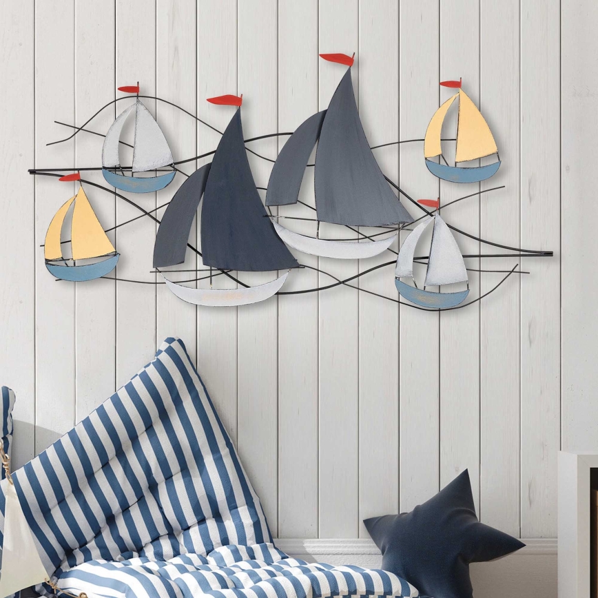 Decorazione da muro 120x60 cm barche a vela metallo