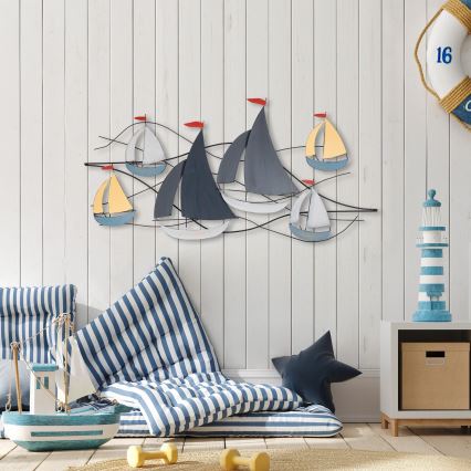 Decorazione da muro 120x60 cm barche a vela metallo