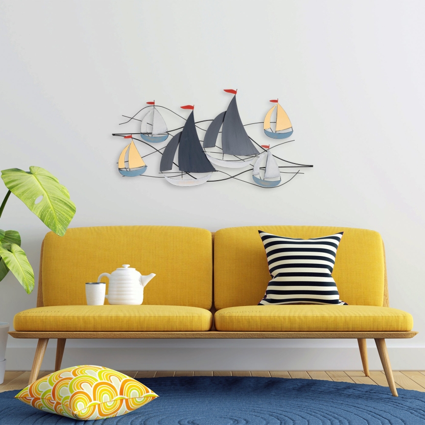Decorazione da muro 120x60 cm barche a vela metallo