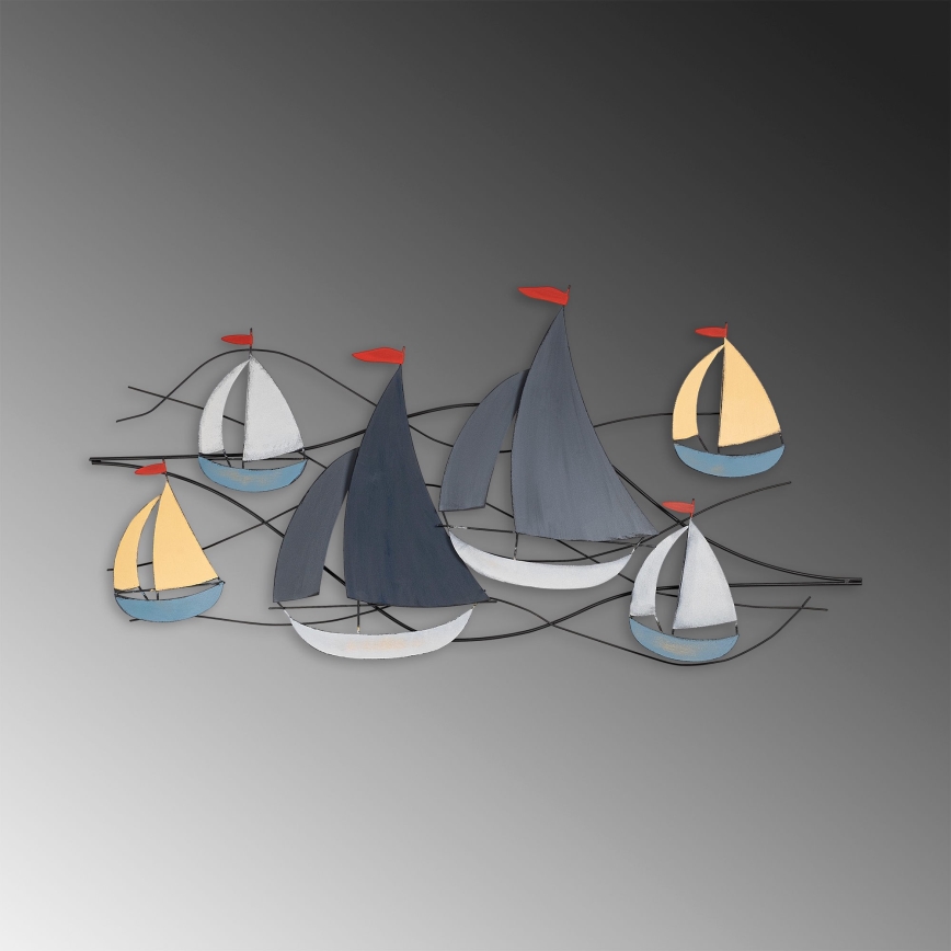 Decorazione da muro 120x60 cm barche a vela metallo