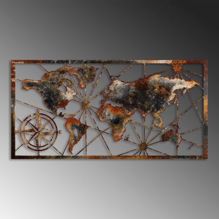 Decorazione da muro 120x60 cm world mappa metallo
