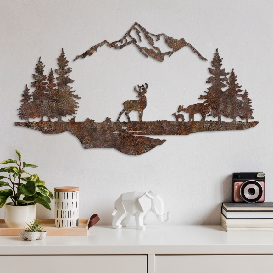Decorazione da muro 2 pz 70x38 cm cervo metallo/marrone