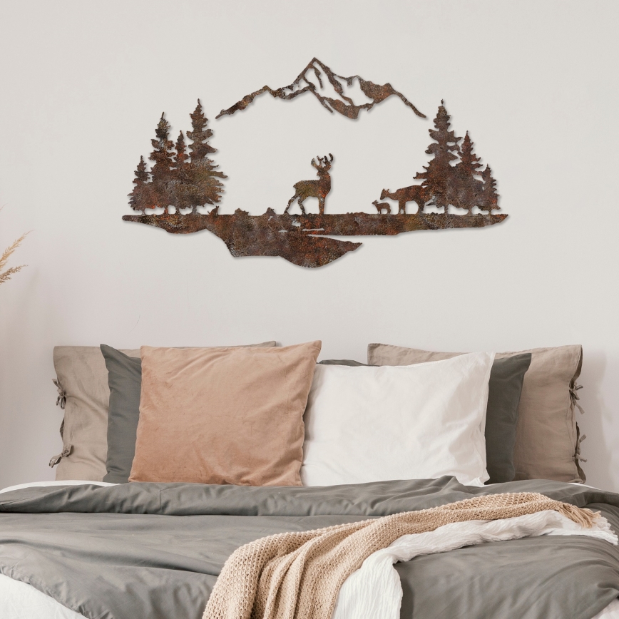 Decorazione da muro 2 pz 70x38 cm cervo metallo/marrone