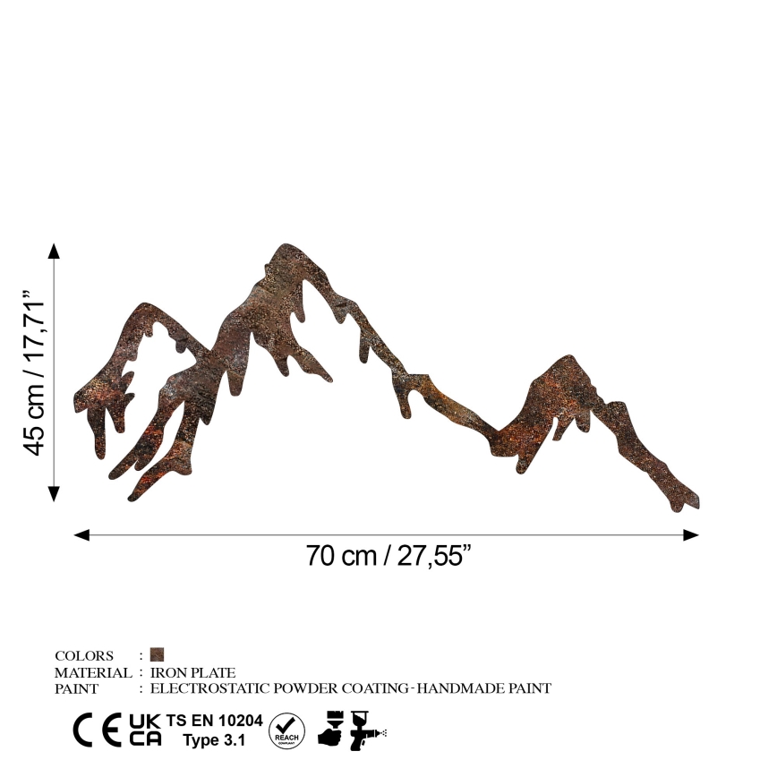 Decorazione da muro 45x70 cm montagne metallo