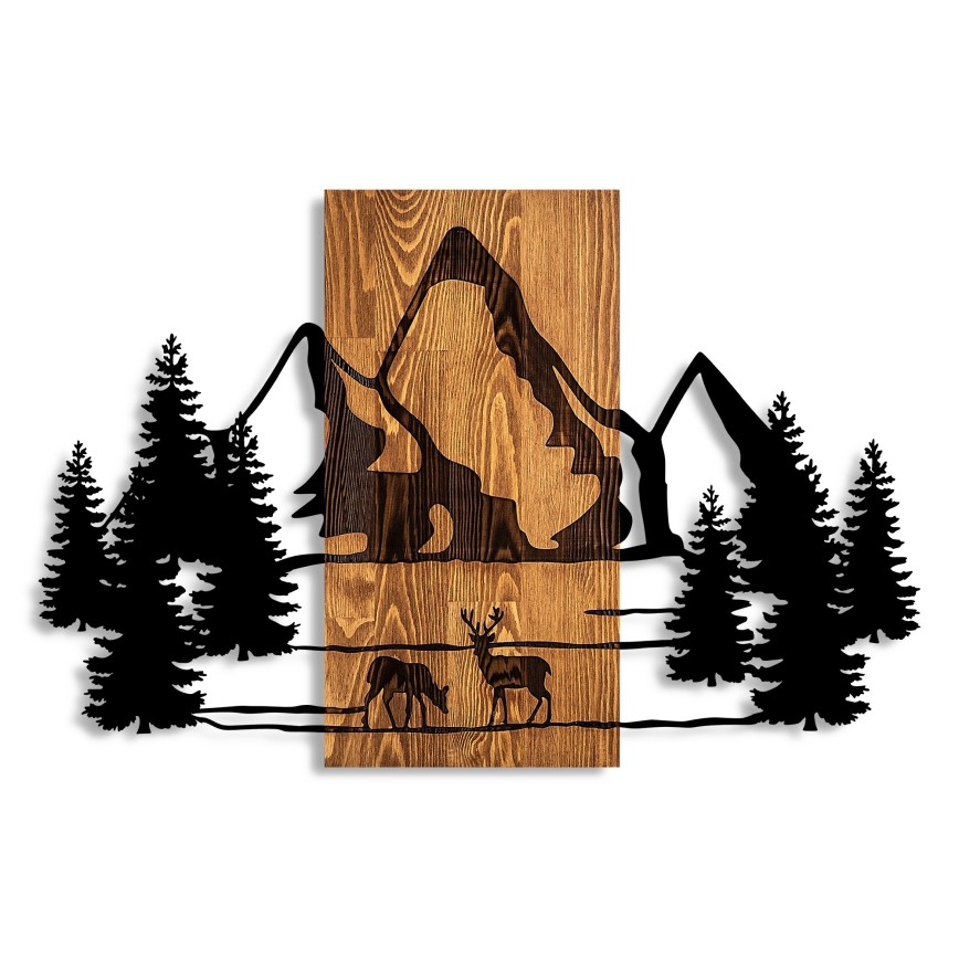 Decorazione da muro 88x57 cm montagne legno/metallo