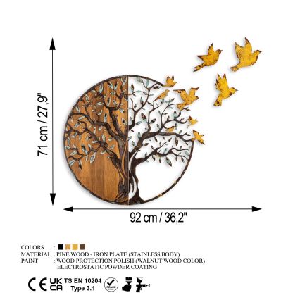 Decorazione da muro 92x71 cm albero e uccelli