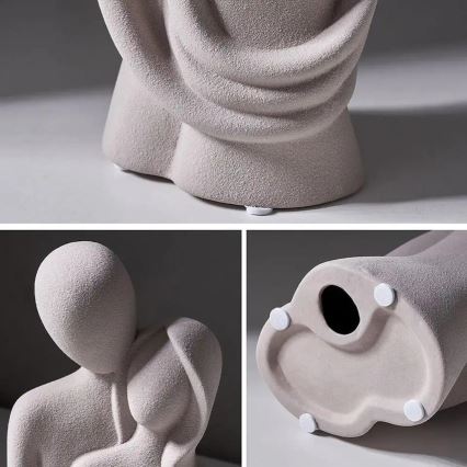 Decorazione da tavolo in ceramica 21x8,5x10 cm bianca
