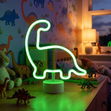Decorazione da tavolo LED effetto neon 2W, alimentazione 3xAA o USB — dinosauro