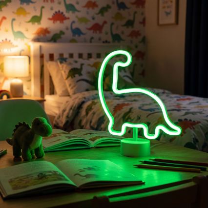 Decorazione da tavolo LED effetto neon 2W, alimentazione 3xAA o USB — dinosauro