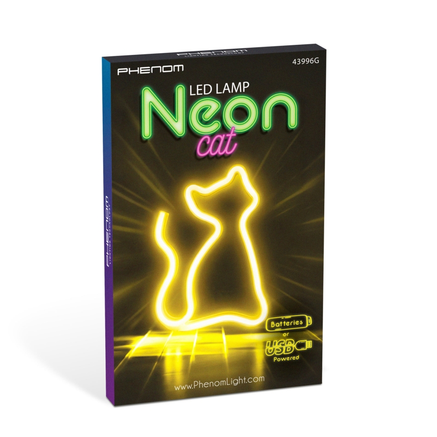 Decorazione da tavolo LED effetto neon LED/2W/3xAA USB Gatto