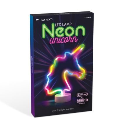 Decorazione da tavolo LED neon Unicorno LED/2W/3xAA USB