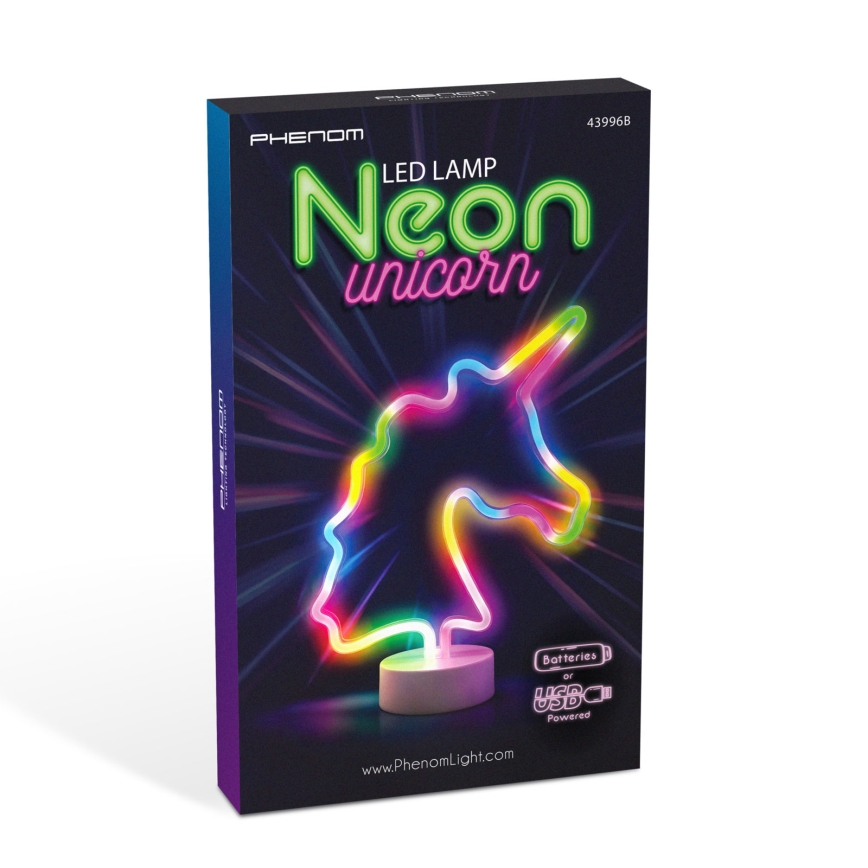 Decorazione da tavolo LED neon Unicorno LED/2W/3xAA USB