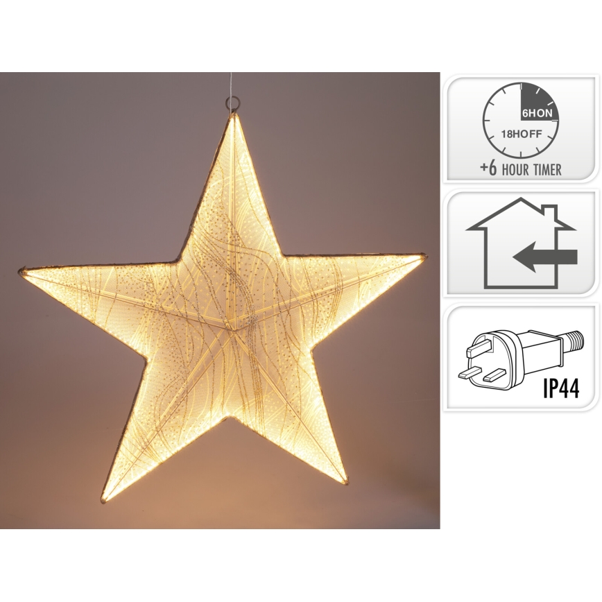 Decorazione natalizia a LED 248xLED/6W/230V 59 cm stella, bianco caldo/dorata