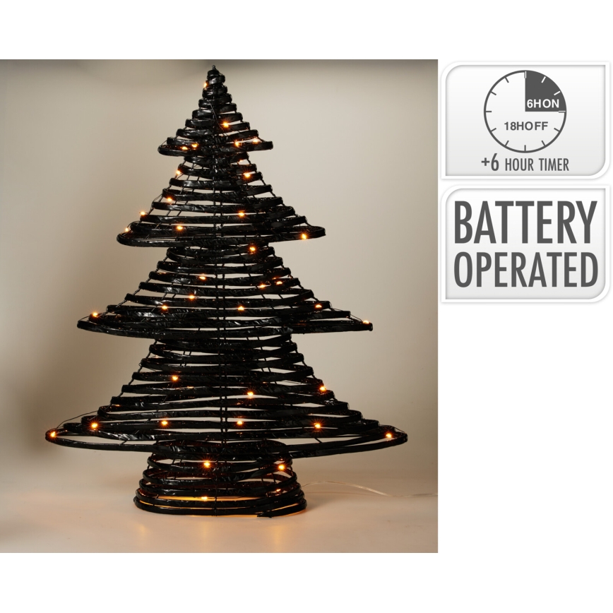 Decorazione natalizia a LED 60xLED/3xAA 60 cm bianco caldo alberello/nero