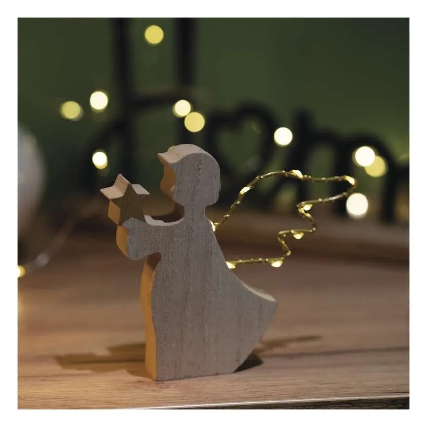 Decorazione natalizia a LED, 8 LED, alimentata da 2 batterie AAA — Angelo