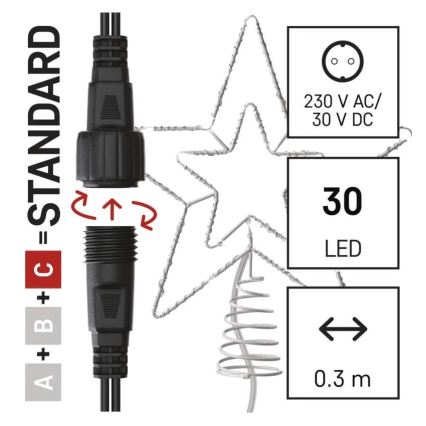 Decorazione natalizia a LED per esterno 30xLED/4W/30V IP44 bianco freddo