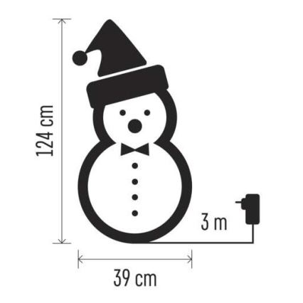 Decorazione natalizia LED 120xLED/2,8W/230V 124 cm pupazzo di neve