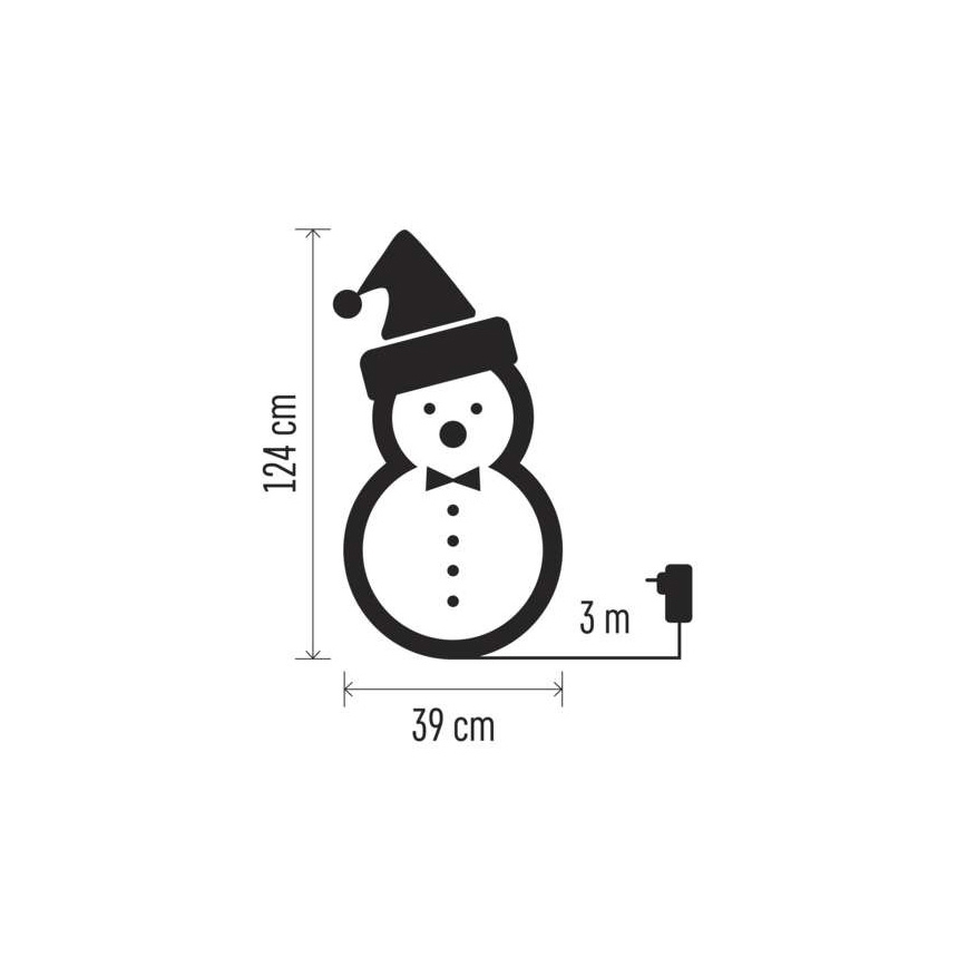 Decorazione natalizia LED 120xLED/2,8W/230V 124 cm pupazzo di neve