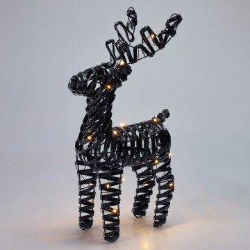 Decorazione natalizia LED 30xLED/3xAA 37 cm bianco caldo renna/nera