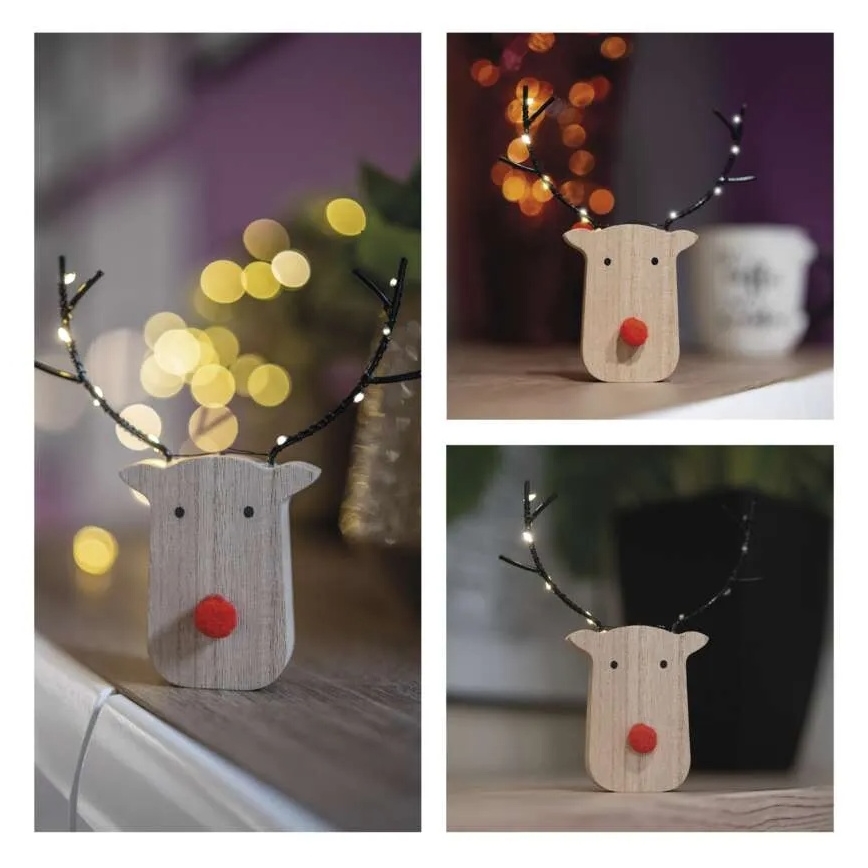 Decorazione natalizia LED 8xLED/2xAAA renna