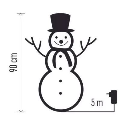 Decorazione natalizia LED da esterno 80xLED/2,25W/4,5/230V IP44 90 cm pupazzo di neve