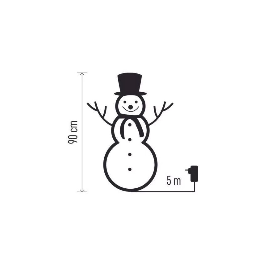 Decorazione natalizia LED da esterno 80xLED/2,25W/4,5/230V IP44 90 cm pupazzo di neve