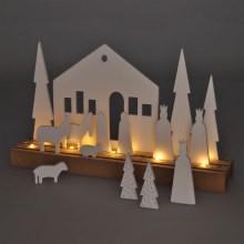 Decorazione natalizia LED LED/2xAAA legno villaggio