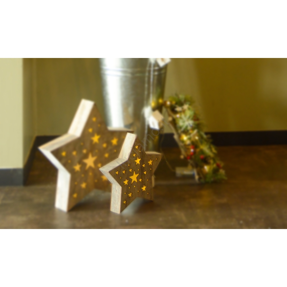 Decorazione Natalizia A Stella Con LED Per Albero – Con Cappello Di Babbo Natale, In Ferro, Bianco, 25x30 Cm - 3