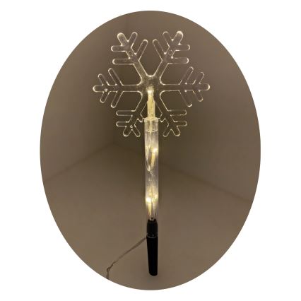 Decorazione natalizia LED per esterni a forma di fiocco di neve, 3xLED/2xAA, IP44, bianco caldo