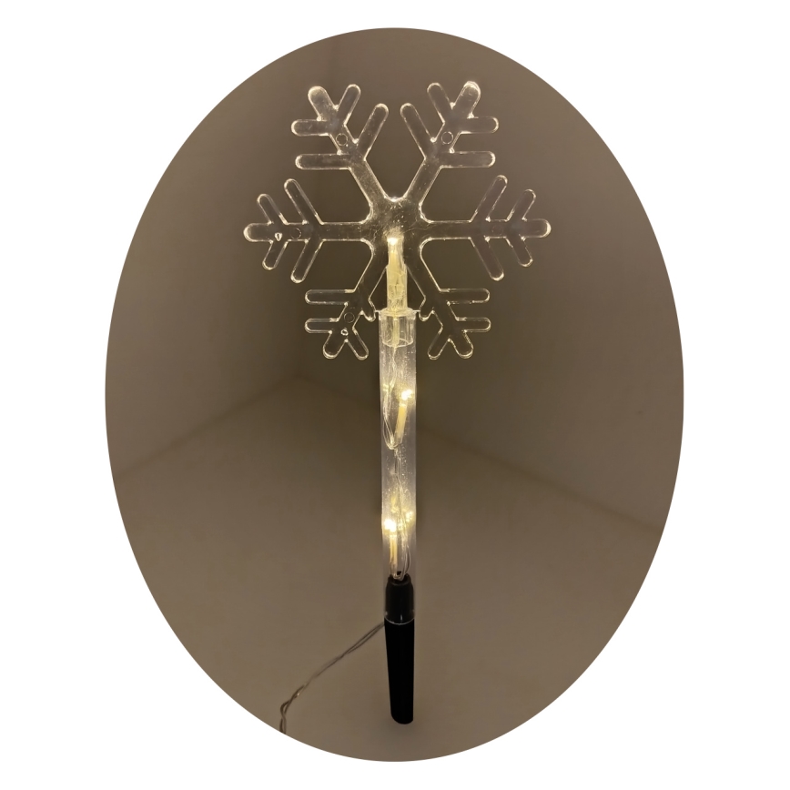 Decorazione natalizia LED per esterni a forma di fiocco di neve, 3xLED/2xAA, IP44, bianco caldo