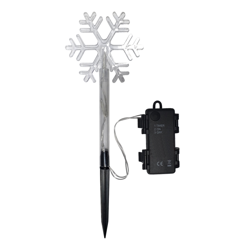 Decorazione natalizia LED per esterni a forma di fiocco di neve, 3xLED/2xAA, IP44, bianco caldo