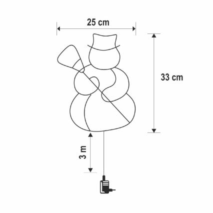 Decorazione natalizia LED per finestra 35xLED/3xAA IP44 pupazzo di neve, bianco caldo