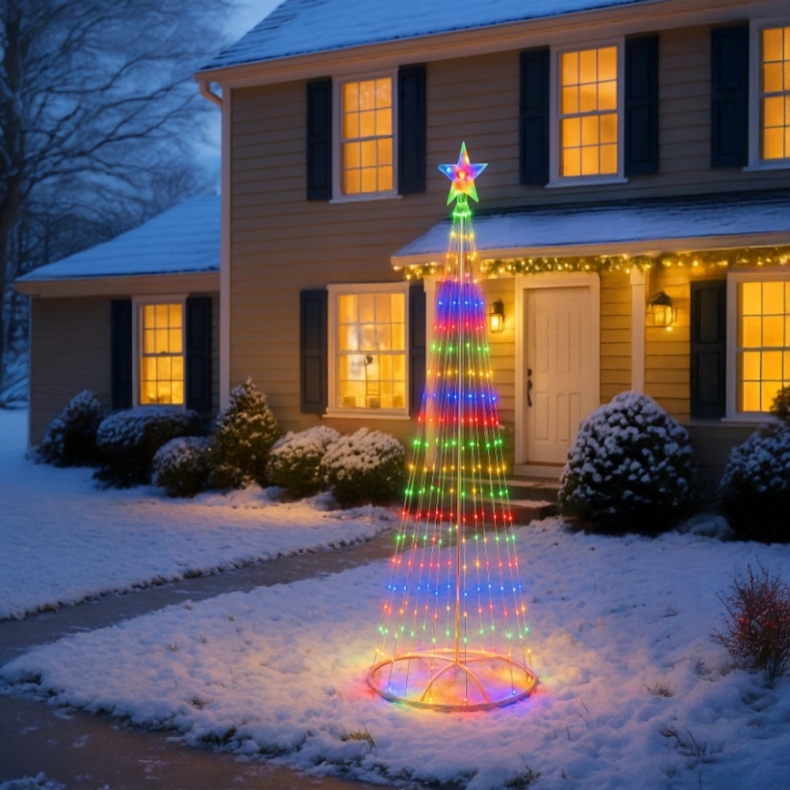 LED RGBW dimmerabile, decorazione natalizia per esterni, LED/4W/230V, 180 cm, IP44, albero con telecomando