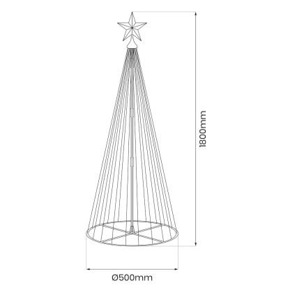 LED RGBW dimmerabile, decorazione natalizia per esterni, LED/4W/230V, 180 cm, IP44, albero con telecomando