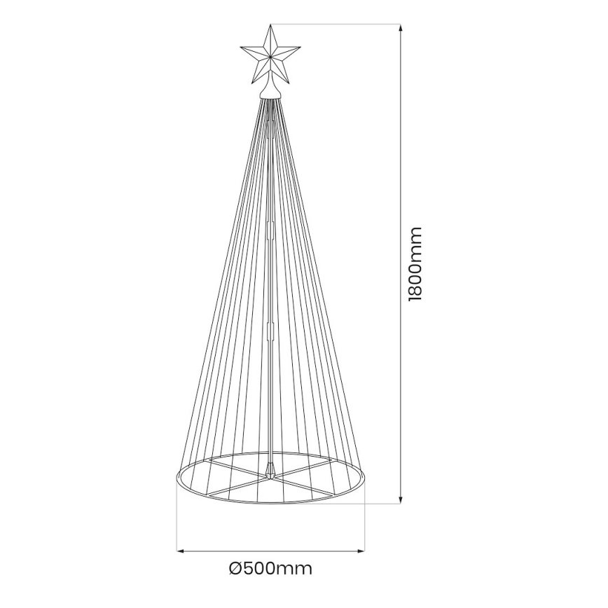 LED RGBW dimmerabile, decorazione natalizia per esterni, LED/4W/230V, 180 cm, IP44, albero con telecomando