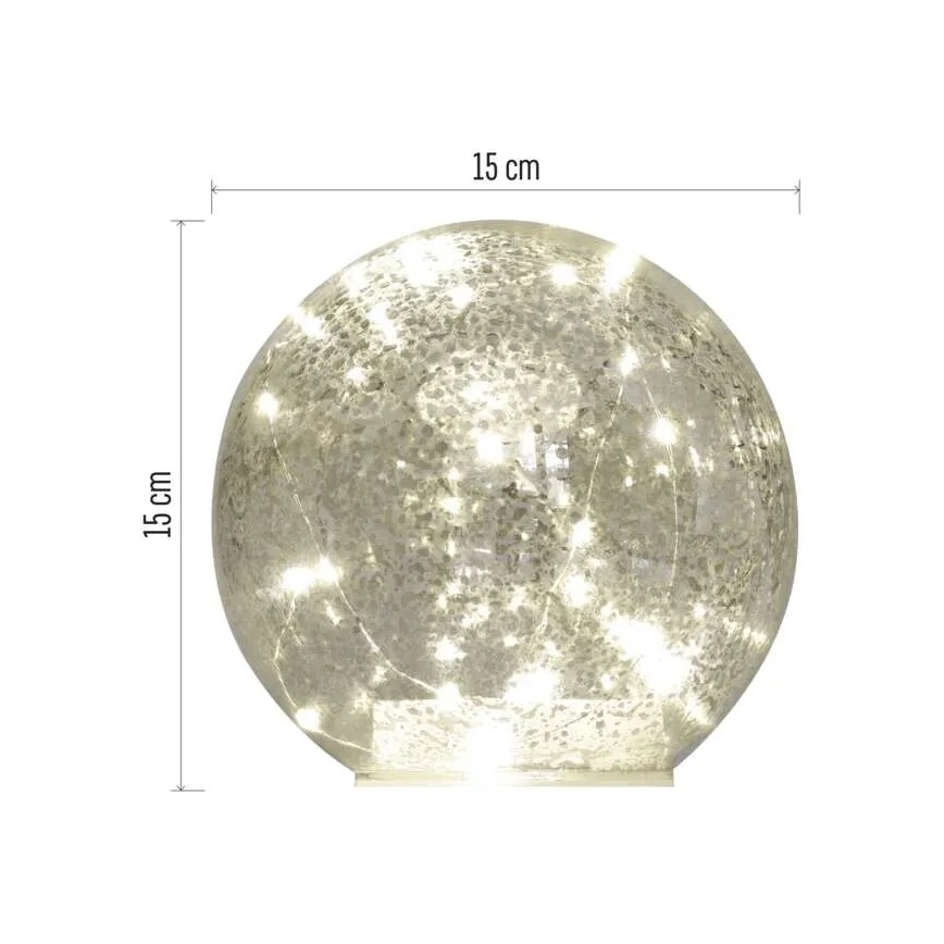 Decorazione natalizia LED — 20 LED, alimentazione 3x AA, sfere Ø 15 cm