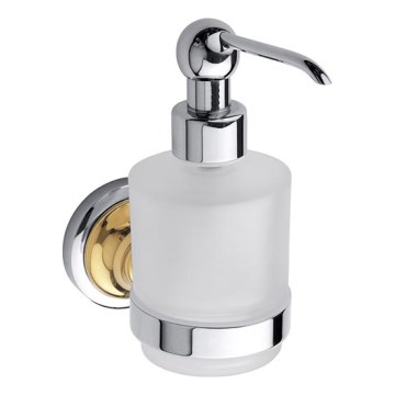 Dispenser per sapone 7,5x15 cm, finitura argento/oro