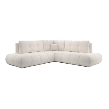Divano angolare a L ALMADA imbottito e trasformabile con contenitore, lato sinistro, beige