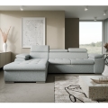 Divano angolare a L con letto estraibile e contenitore PADUA, grigio, lato sinistro