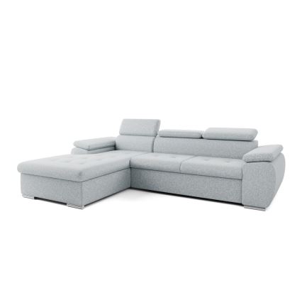 Divano angolare a L con letto estraibile e contenitore PADUA, grigio, lato sinistro
