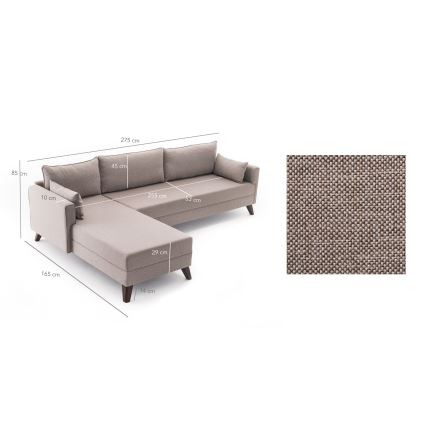 Divano angolare a L KORFU crema, lato sinistro